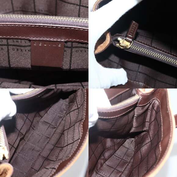 CELINE C Macadam Canvas Hand Bag Brown Gold - Picture 11 of 12
